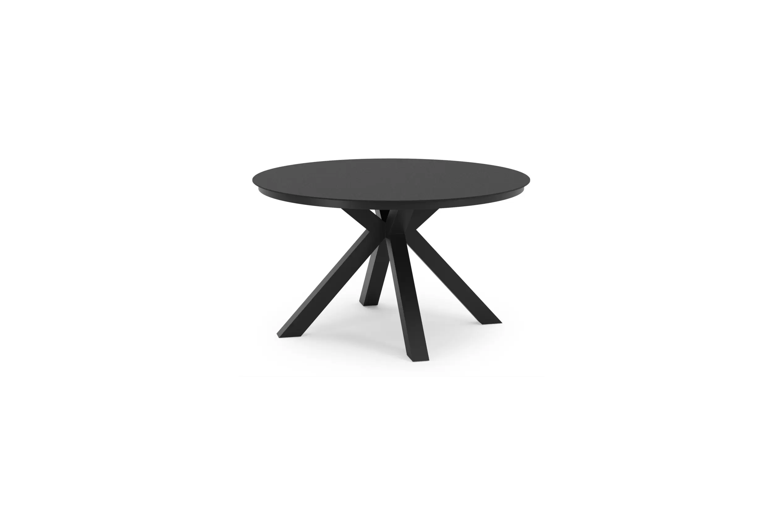 Tuintafel rond in zwart aluminium en sintered stone zwart - Dia. 140 x H 75 cm