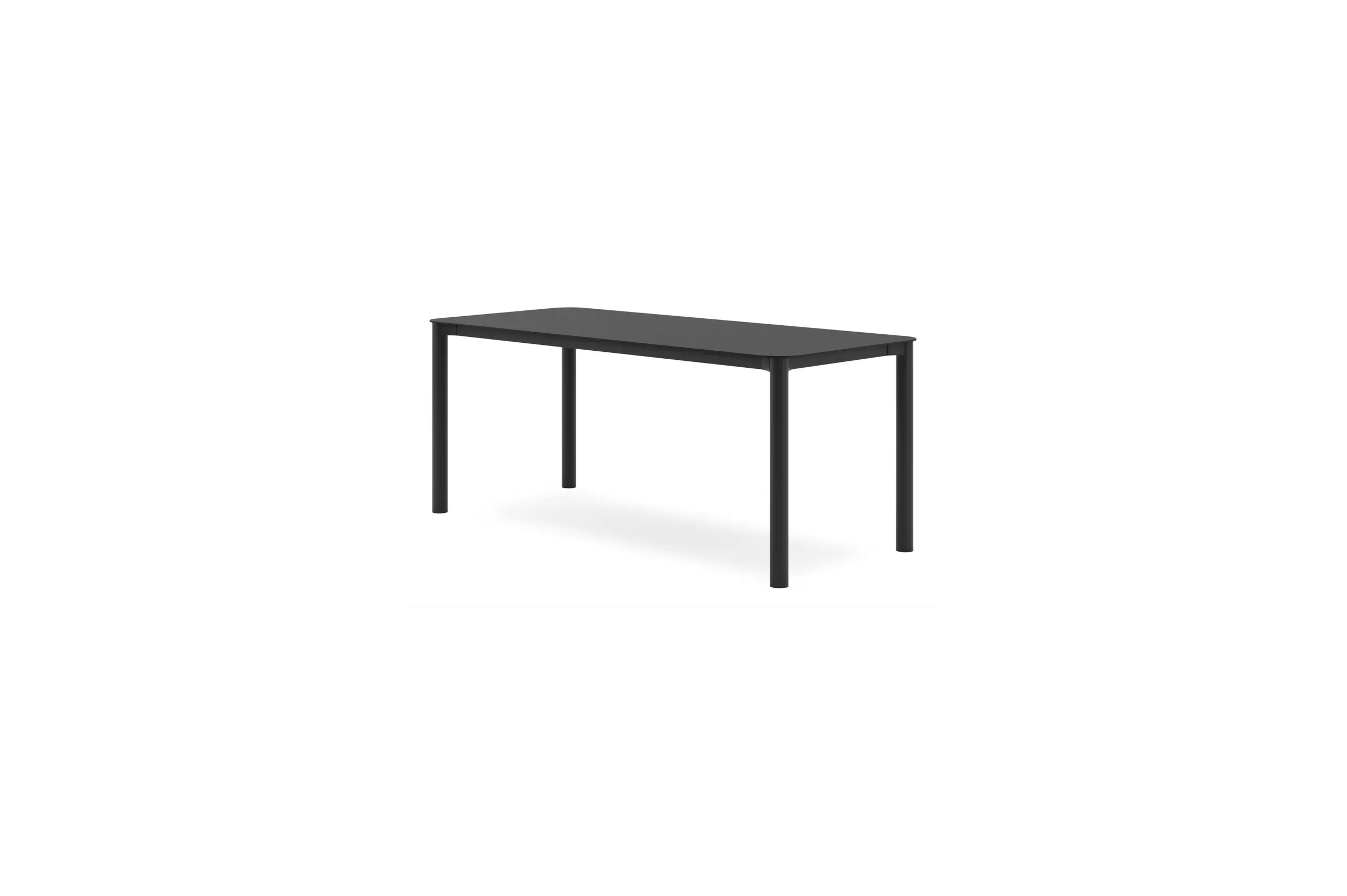 Tuintafel rechthoekig afgerond in zwart aluminium en volkeramiek zwart - L 180 x B 80 x H 75 cm