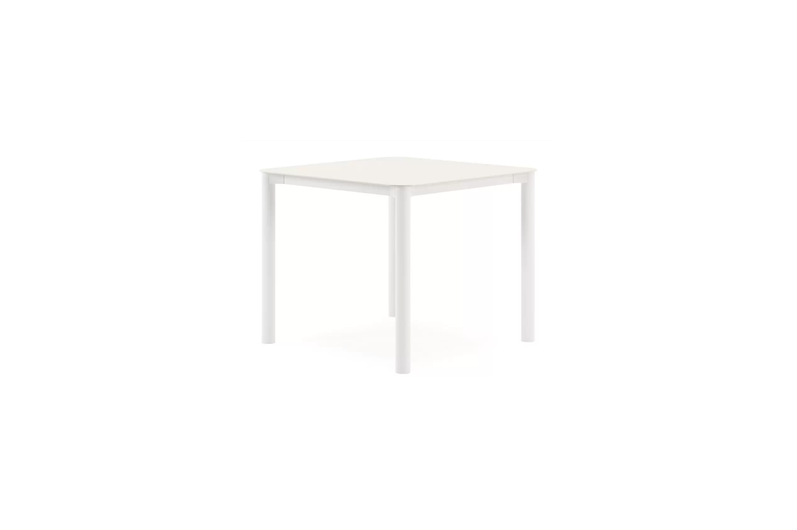 Tuintafel afgerond vierkant in wit aluminium en volkeramiek beige - L 90 x B 90 x H 75 cm