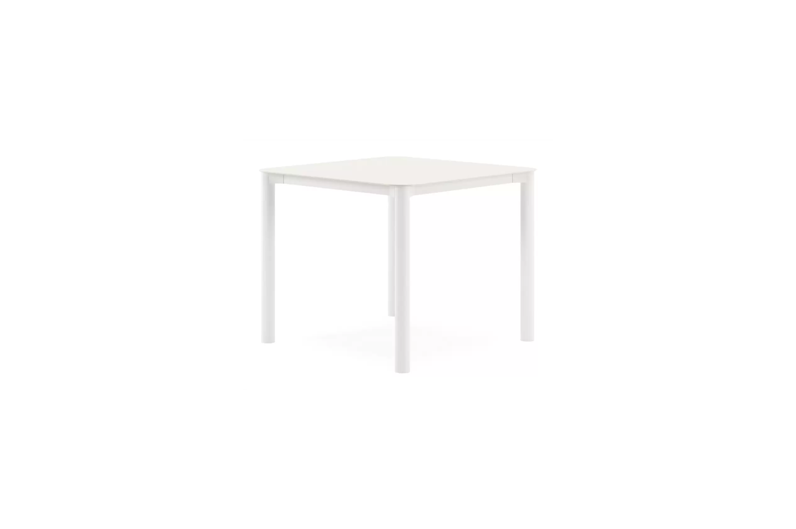 Tuintafel afgerond vierkant in wit aluminium en volkeramiek beige - L 90 x B 90 x H 75 cm