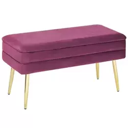 Banc de rangement DURHAM Rouge Bordeaux Velours