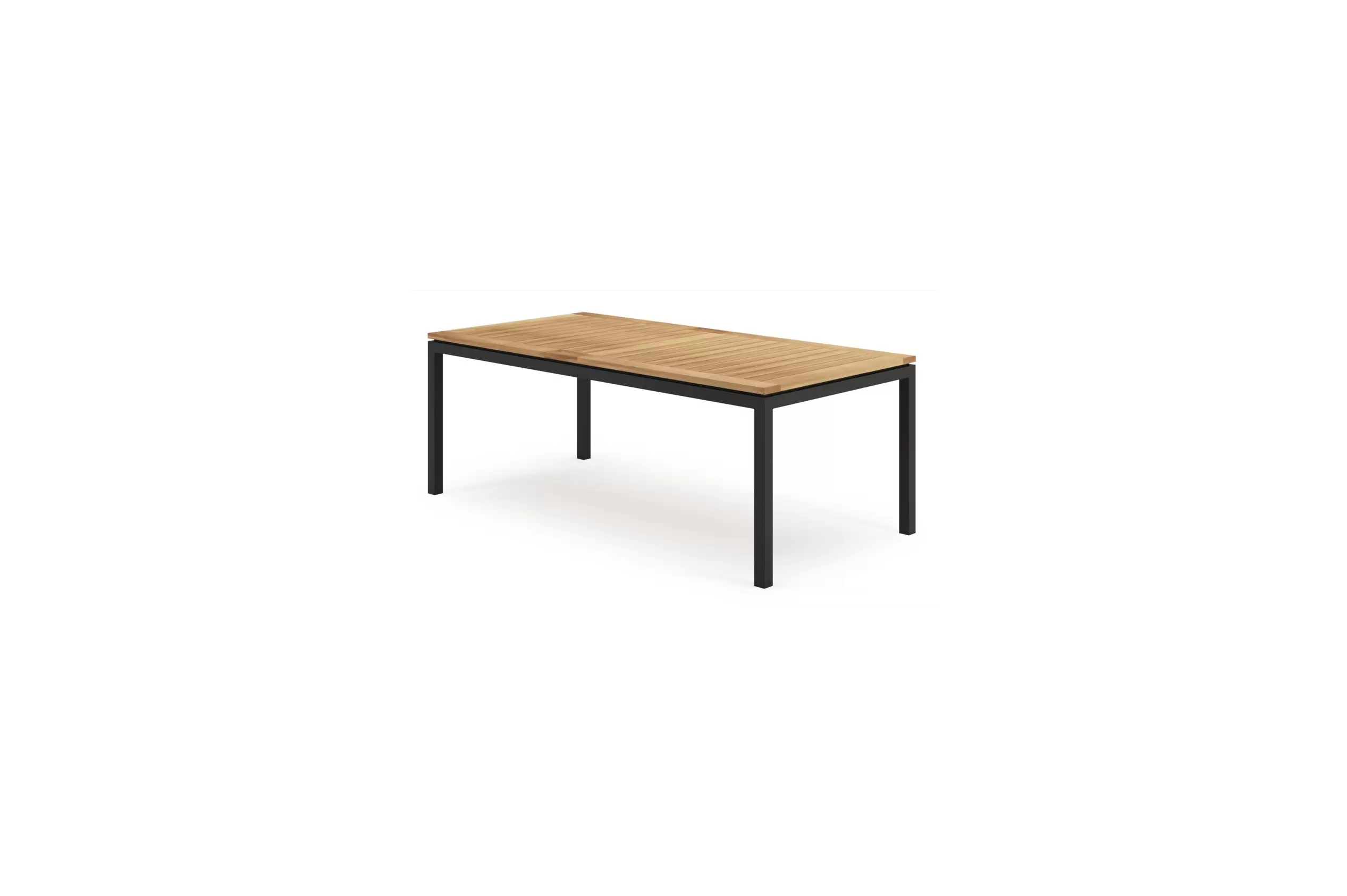 Verlengbare tuintafel rechthoekig in zwart aluminium en teak - L 200/280 x B 100 x H 75 cm