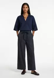 Cotton long pants with drawstrings