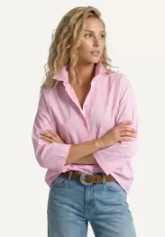 Cotton V-neck blouse wide sleeves pink
