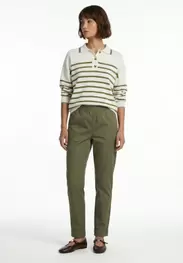 Classic pants elastic waist khaki