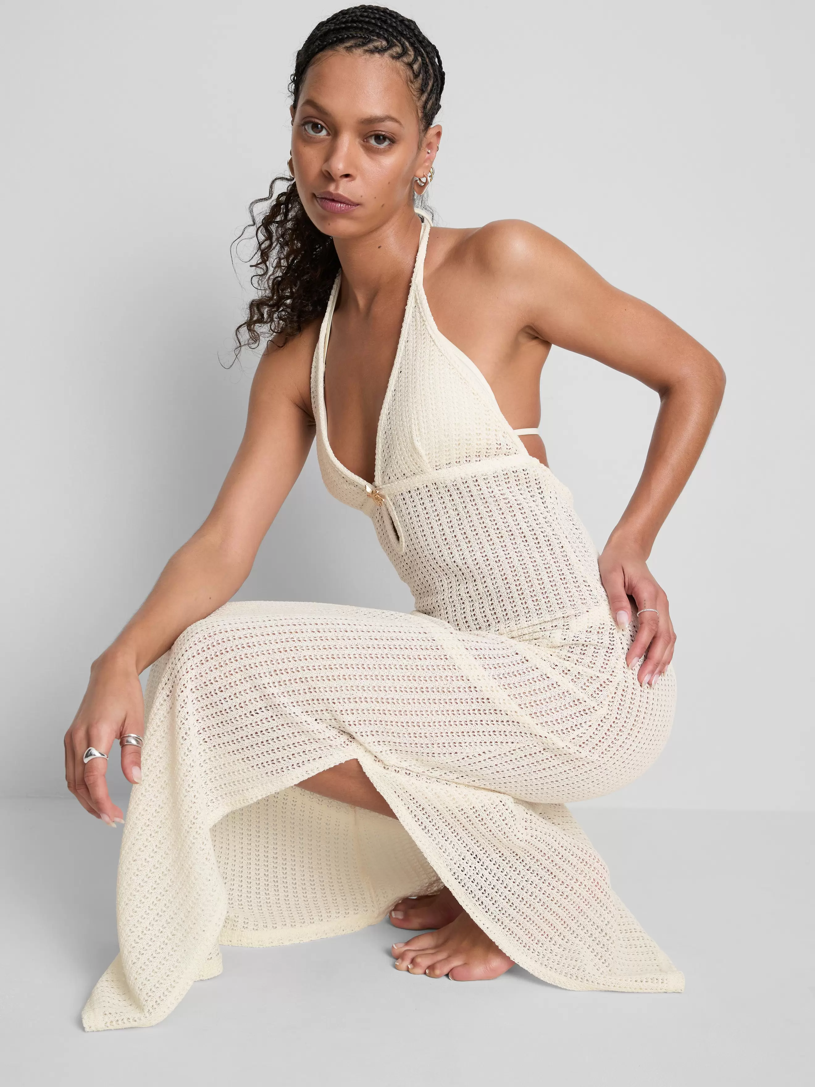 Robe de plage longue en crochet à motif étoile de mer