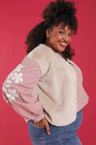 Effen gilet van imitatiebont