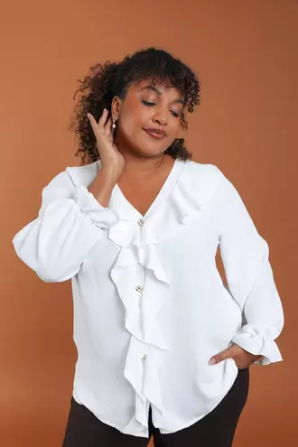 Effen blouse met volant