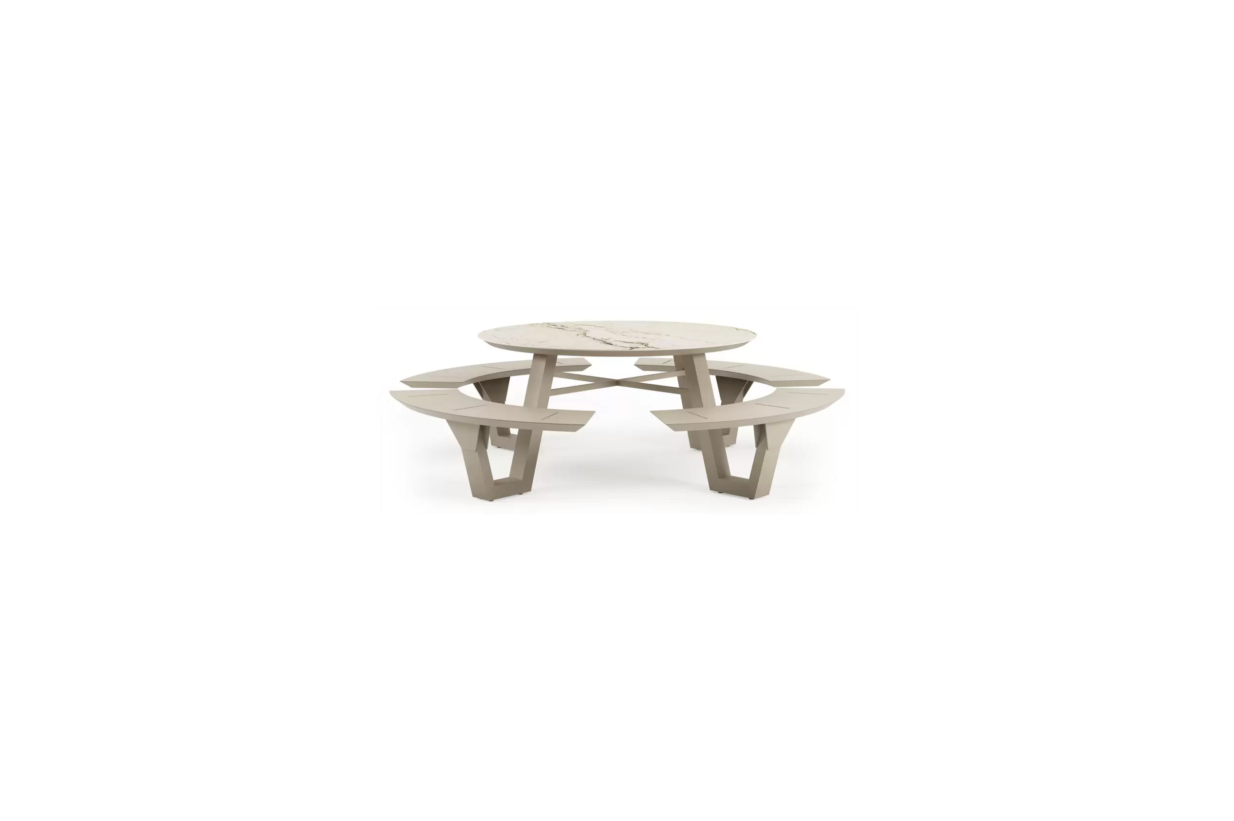 Picknicktafel in beige aluminium en volkeramiek Colorado Dunes - Dia. 236 cm