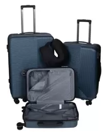 Set de 3 valises + coussin – bleu