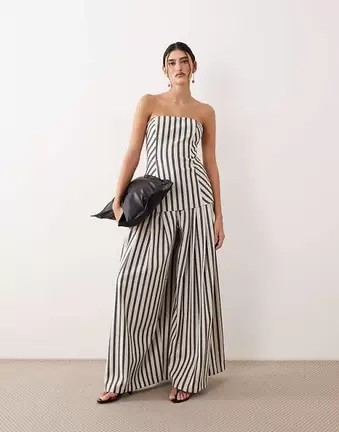ARRANGE wide leg trouser co-ord in stripe