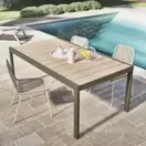 Doolin - Table de jardin extensible en aluminium effet bois et vert kaki, 10 personnes, L185/280 cm