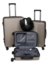 Set de 3 valises avec coussin de nuque – beige