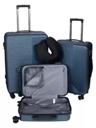 Set de 3 valises avec coussin de nuque – bleu