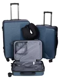 Set de 3 valises avec coussin de nuque – bleu