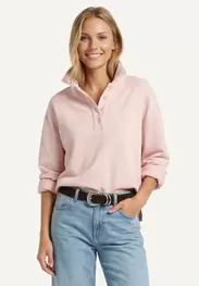 Cotton stretch polo sweater long sleeves pink
