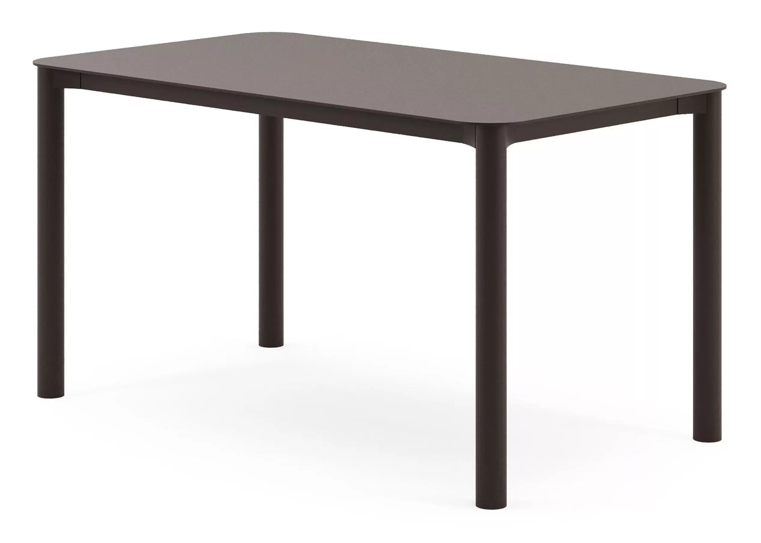 Tuintafel rechthoekig afgerond in donkerbruin aluminium - L 140 x B 80 x H 75 cm