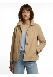 Short cotton trenchcoat beige
