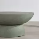Lira - Table basse de jardin en pierre et ciment vert, D80 cm