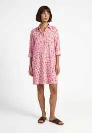 Viscose fantasy V-neck dress pink/red