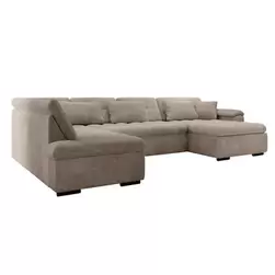 Meubella Canapé d'angle Nicoreta - Tissu côtelé marron - Droite