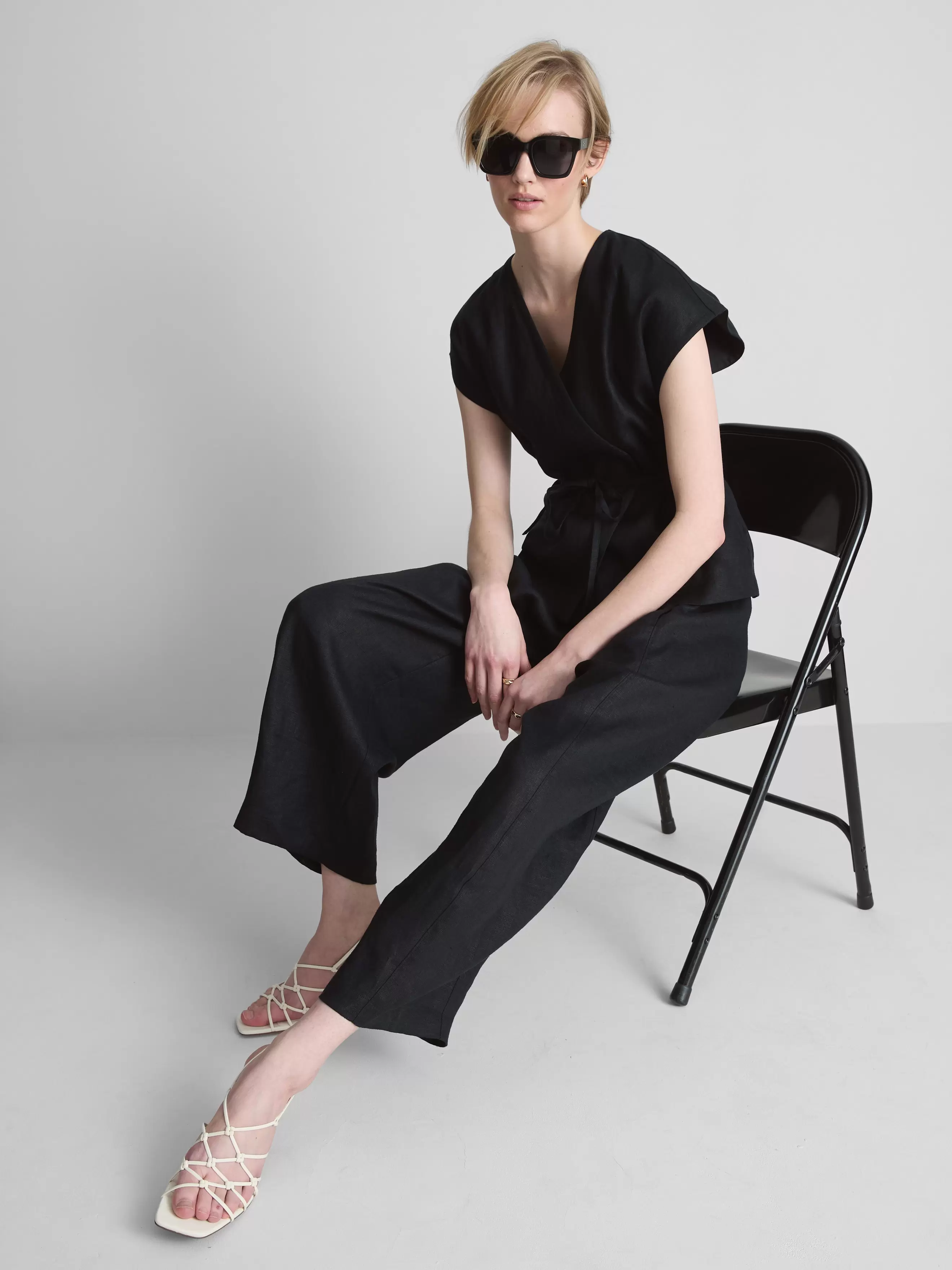 Pantalon large en lin The Edit