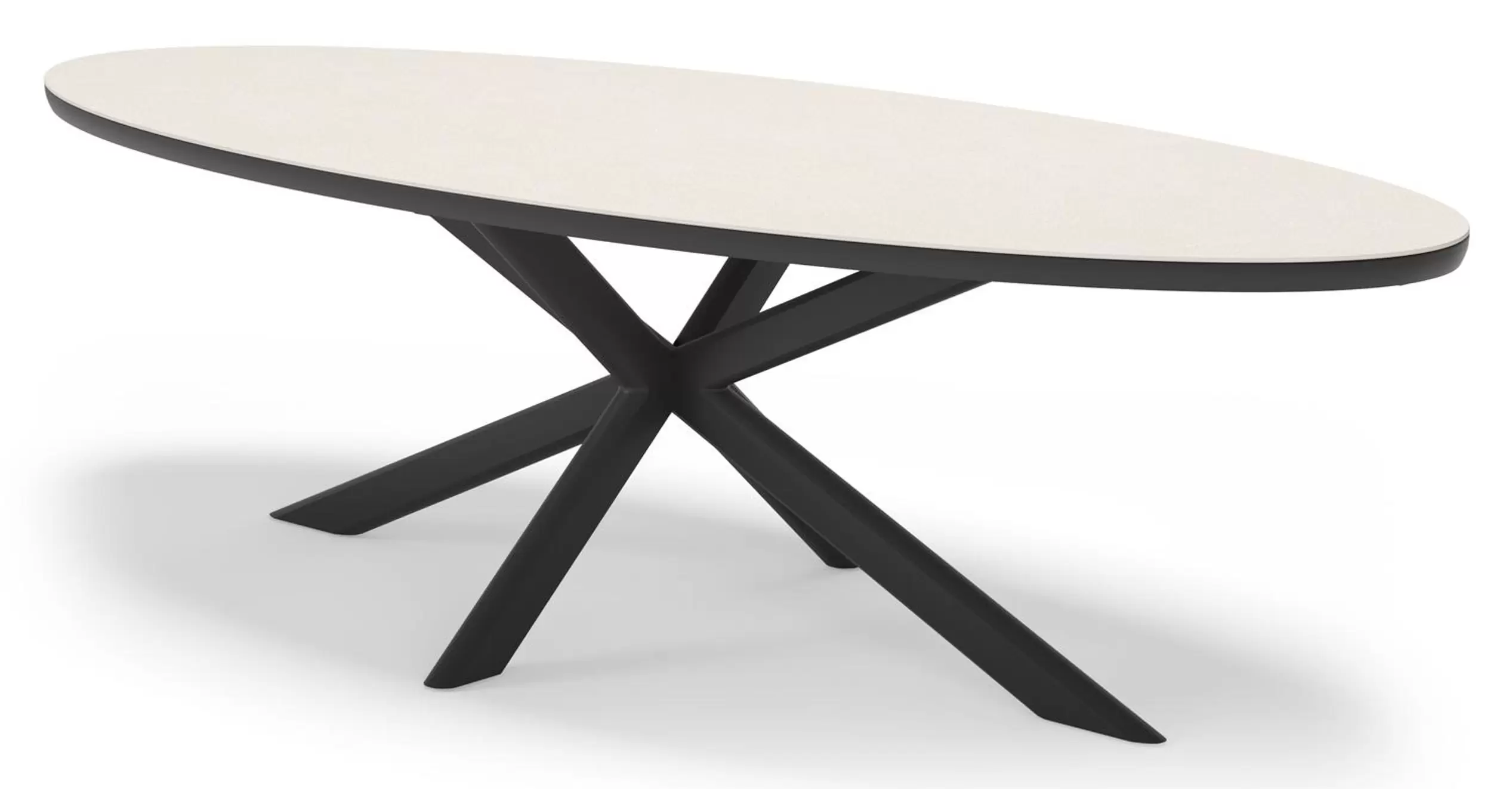 Tuintafel ovaal in zwart aluminium en sintered stone Crema minerale - L 270 x B 120 x H 72 cm