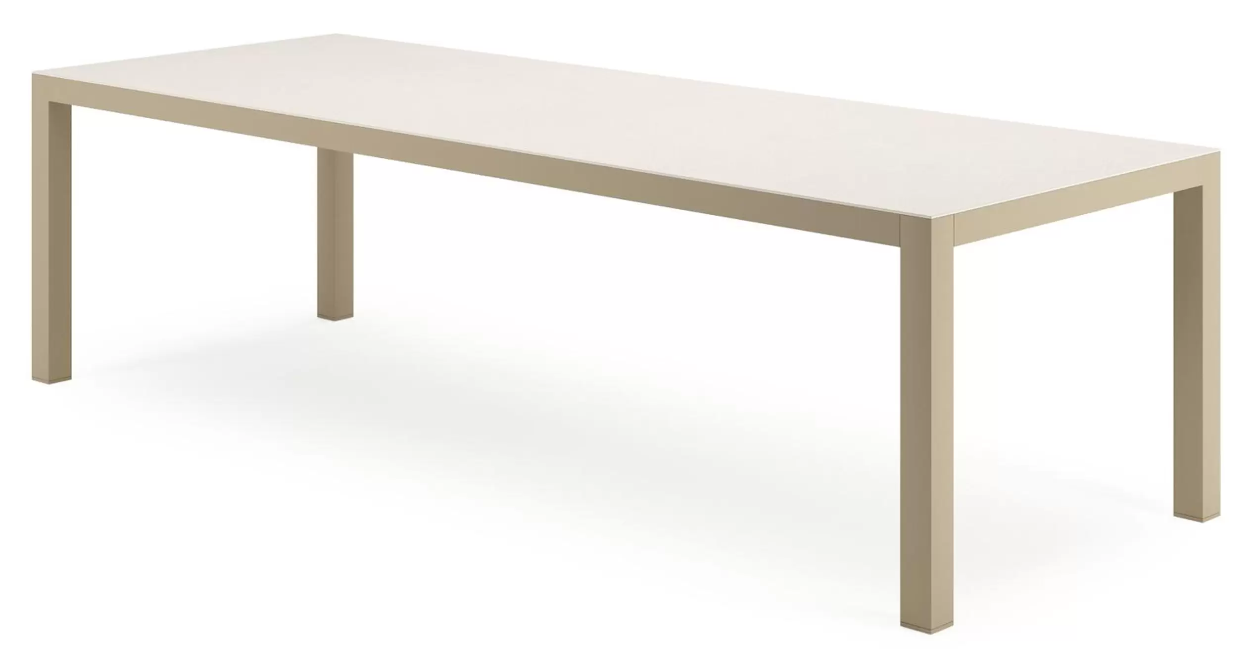 Tuintafel rechthoekig in beige aluminium en sintered stone Crema minerale - L 270 x B 100 x H 73 cm