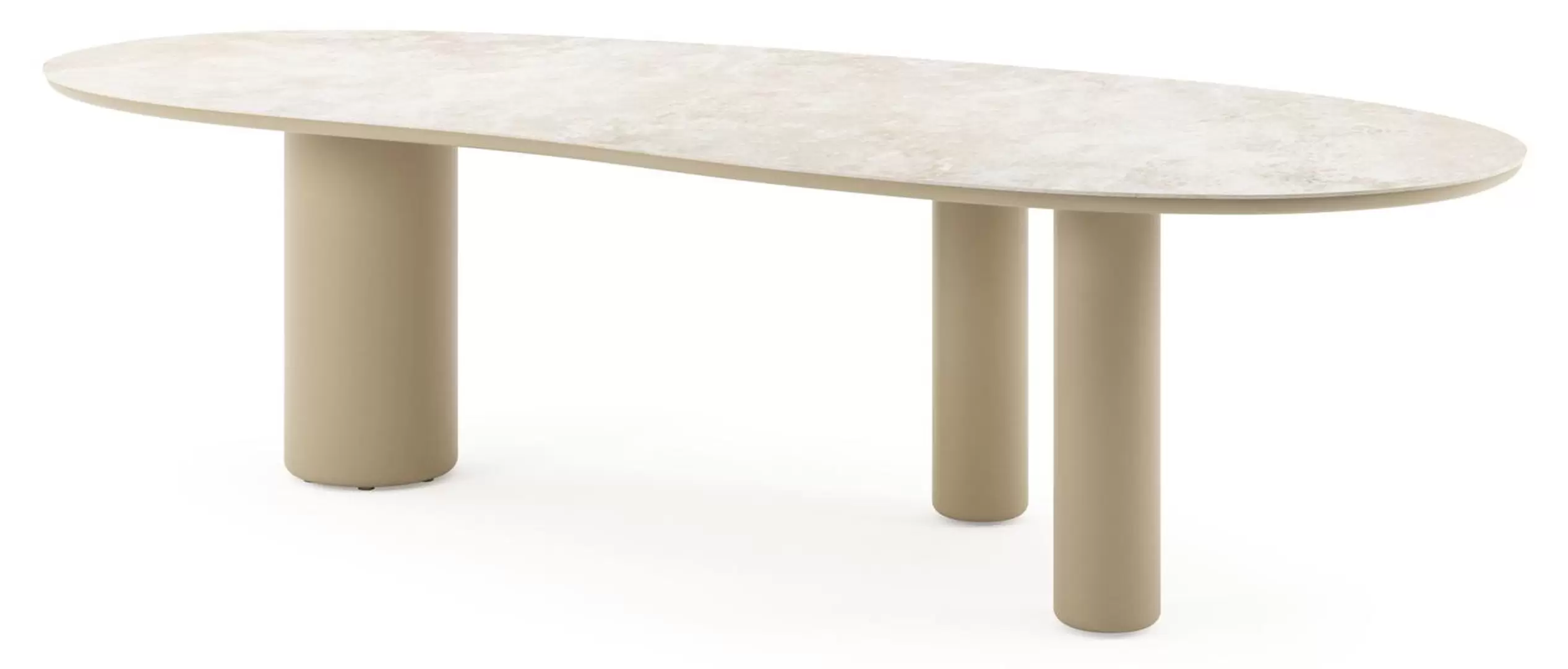 Tuintafel organisch in beige aluminium en volkeramiek Rapolano - L 280 x B 120 x H 73.5 cm