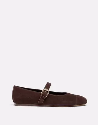 Stradivarius Leather toecap ballerina flats in brown