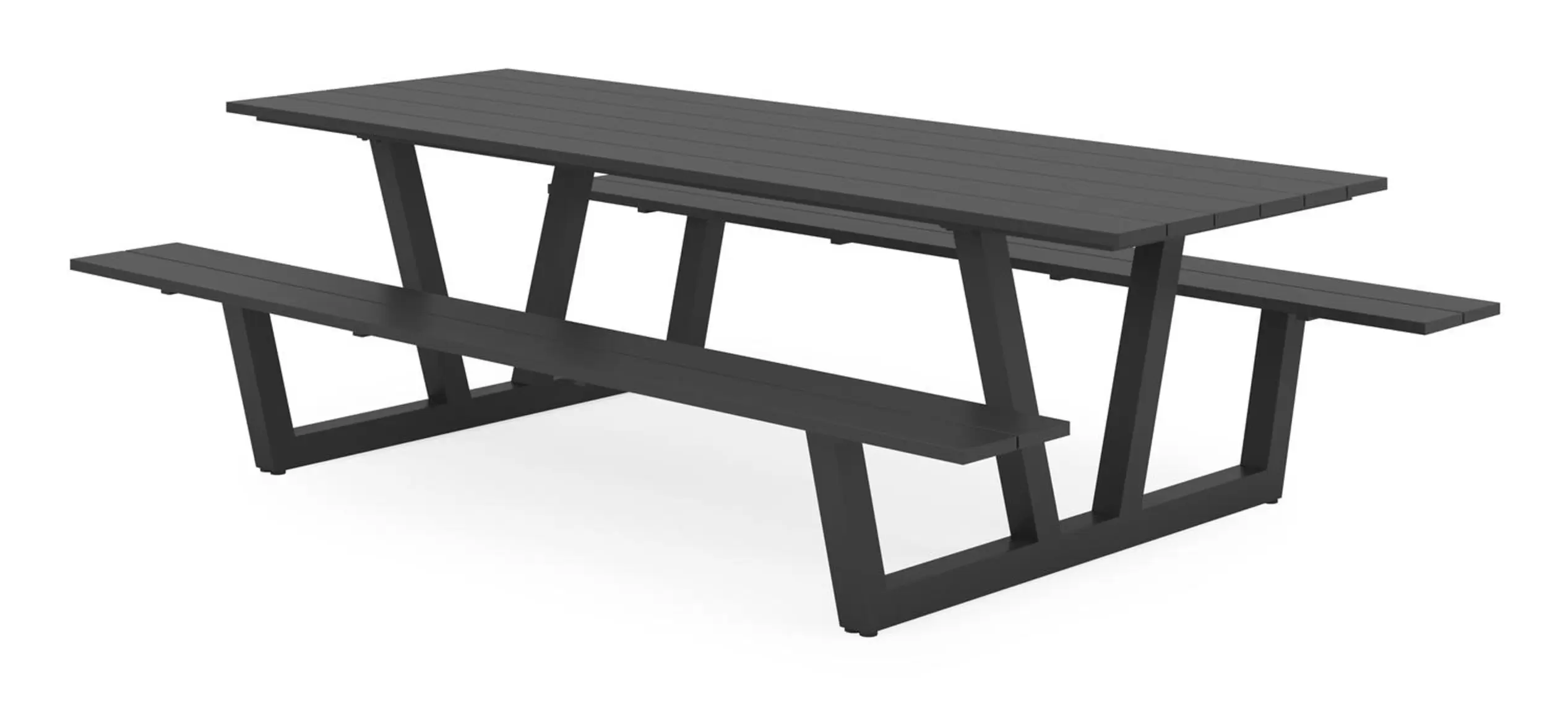 Picknicktafel in zwart aluminium - L 260 x B 176 x H 76 cm
