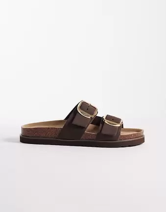 New Look double buckle sandal in brown