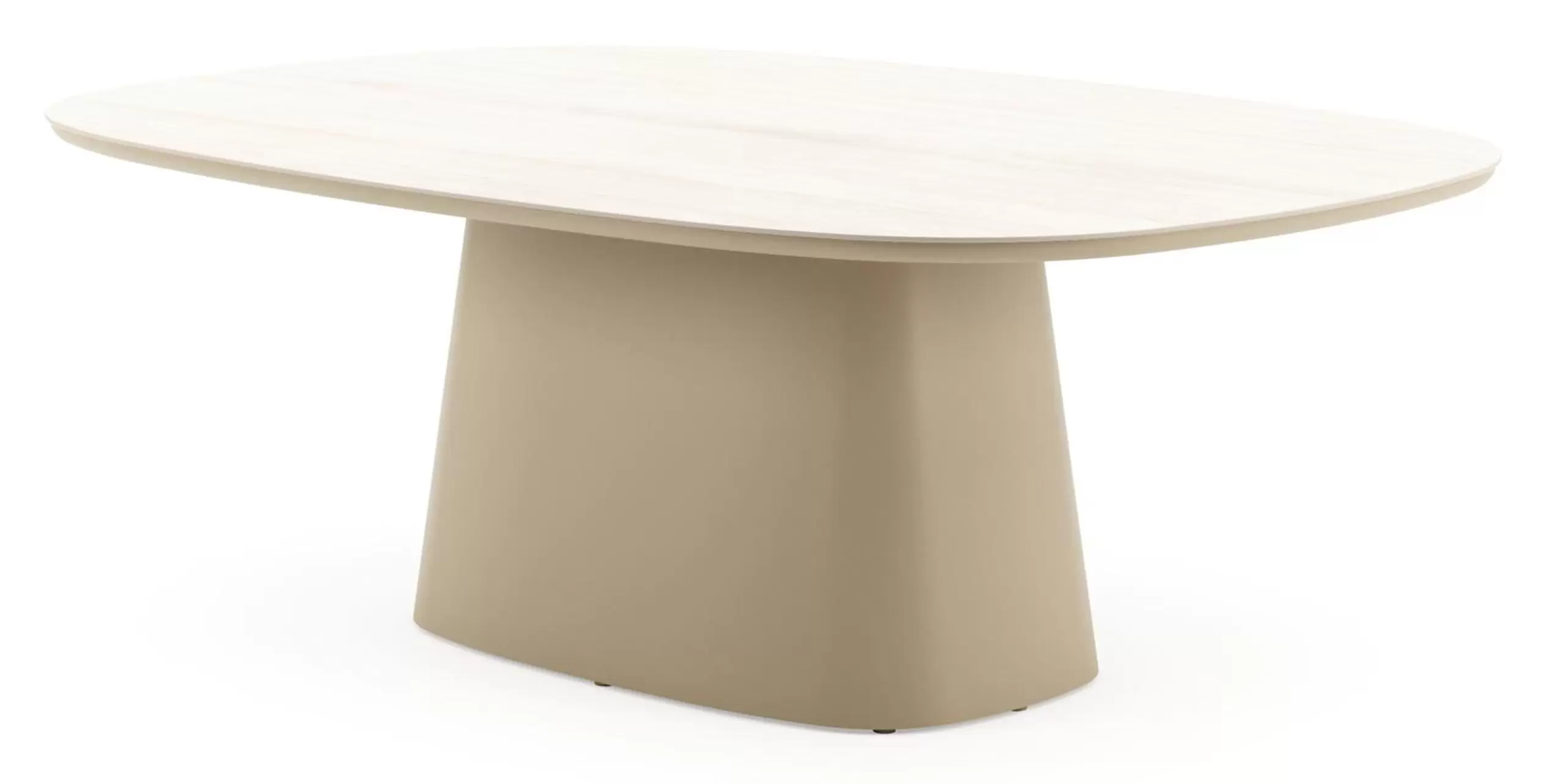 Tuintafel bombo xl in beige aluminium en volkeramiek Travertino Bianco - L 210 x B 148 x H 73.5 cm