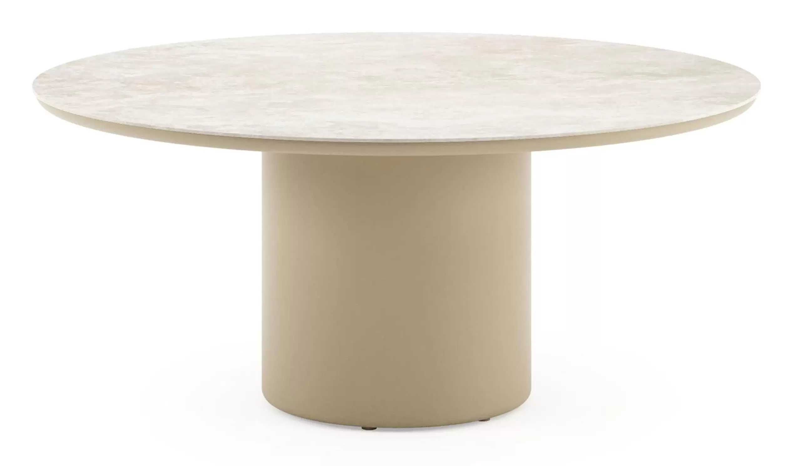 Low dining tuintafel rond in beige aluminium en volkeramiek Rapolano - Dia. 148 x H 61 cm