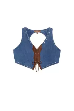 Gilet cropped en jean Montserrat Messeguer