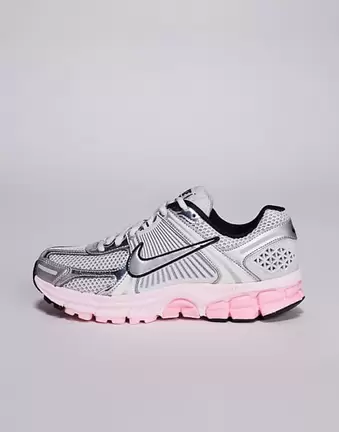 Nike Zoom Vomero 5 trainers in metallic silver and pink