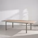 Doolin - Table de jardin extensible en aluminium effet bois et vert kaki, 10 personnes, L185/280 cm