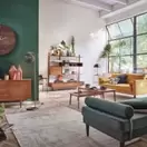 Portobello - Meuble TV étagère vintage 3 tiroirs 1 porte en bois de chêne L180