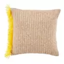 Yecla - Coussin de jardin motifs brodés tricolores et franges 45x45