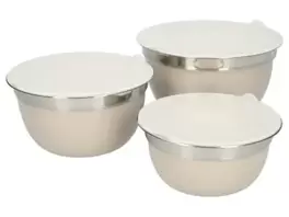 Bols mélangeurs inox avec couvercles lot de 3