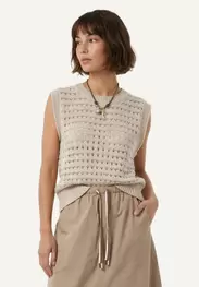 Organic cotton crew neck ajour spencer beige