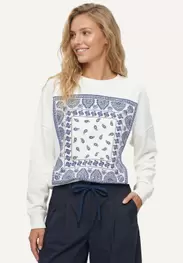 Cotton fantasy crew neck fleece sweater off white