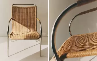 RATTAN AND STEEL ACCENT CHAIR