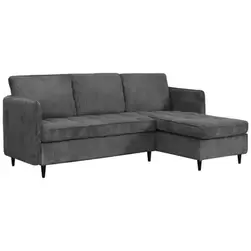 Lindhus - Canapé avec chaise longue réversible en corduroy anthracite