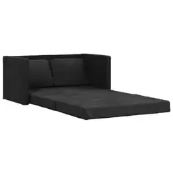 VidaXL Canapé-lit 2 places pliant avec coussins - velours noir - 122 cm