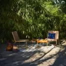 Sao Antao - Salon de jardin 2 places en acier terracotta et résine multicolore