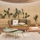 Relax - Banquette de jardin modulable 3 places en acacia et coussins vert kaki en toile recyclée