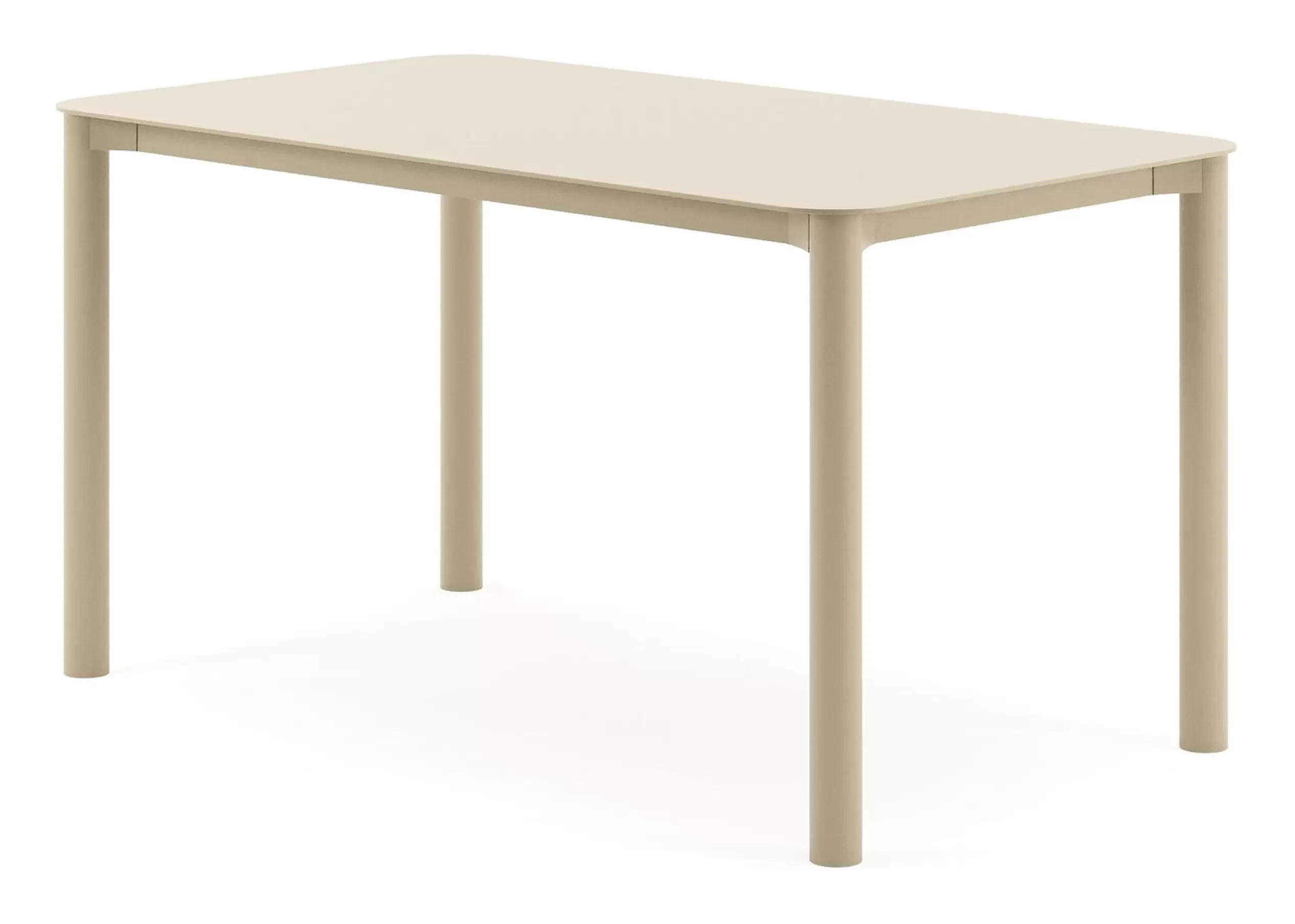 Tuintafel rechthoekig afgerond in beige aluminium - L 140 x B 80 x H 74.5 cm