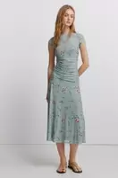 Vestido midi frunces