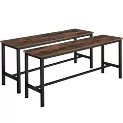 Tectake 2 bancs Fairfield, Bois Foncé Industriel, Rustique